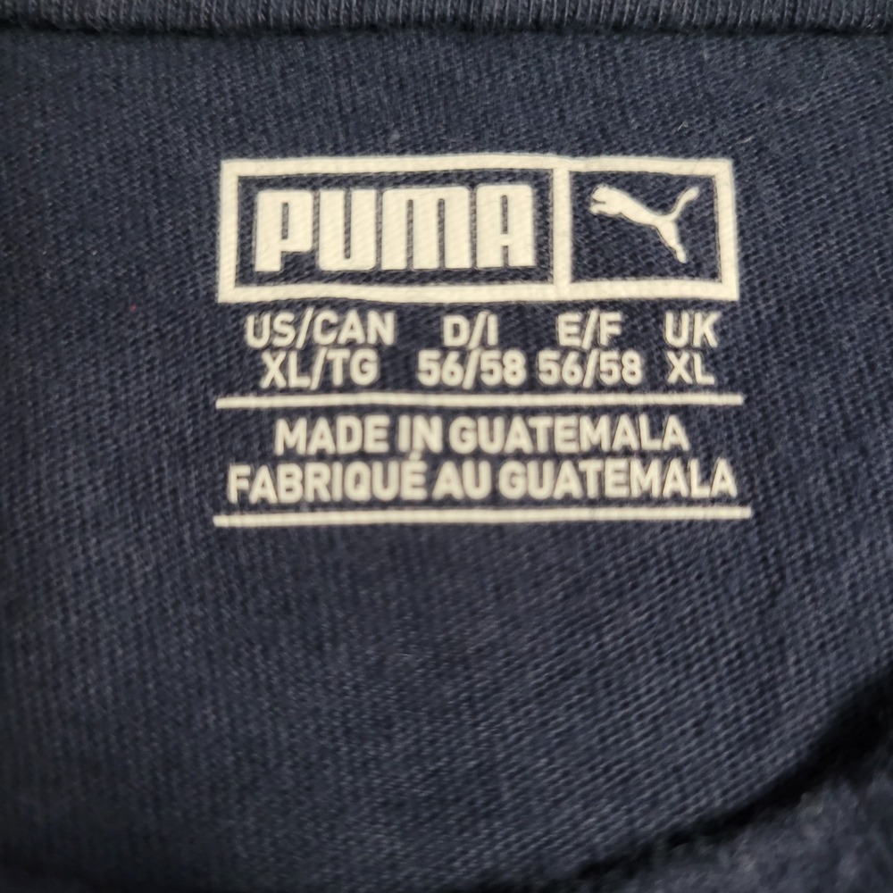 Puma Mens Graphic Tee Navy Blue Silver Foil Logo Short Sleeve Shirt XL Athletic - Picture 6 of 7